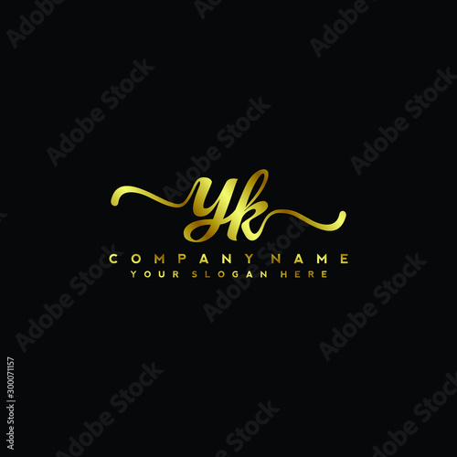 YK Letter Handwriting Vector. gold Handwriting Logo