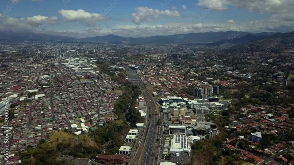 Beautiful Cinematic aerial Cinematic view of the highway in Escazu Costa Rica Beautiful Cinematic aerial Cinematic view of the highway in Escazu Costa Rica
