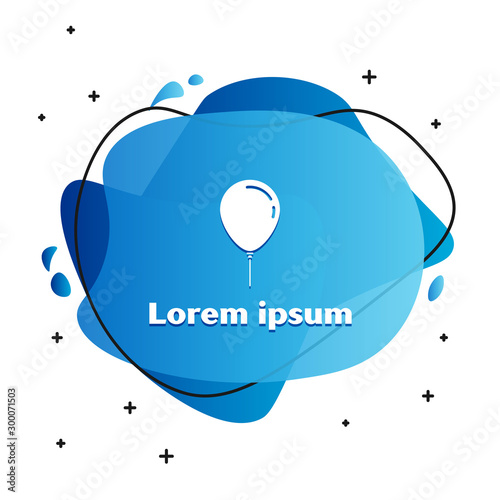 White Balloon with ribbon icon isolated on white background. Abstract banner with liquid shapes. Vector Illustration