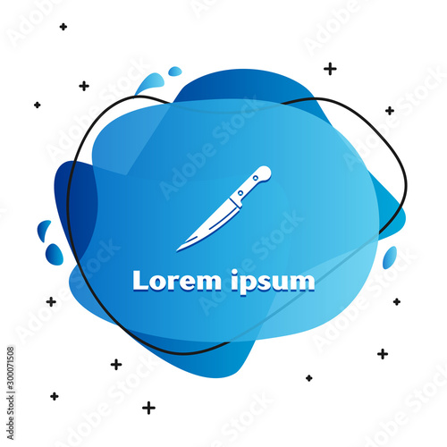 White Knife icon isolated on white background. Cutlery symbol. Abstract banner with liquid shapes. Vector Illustration