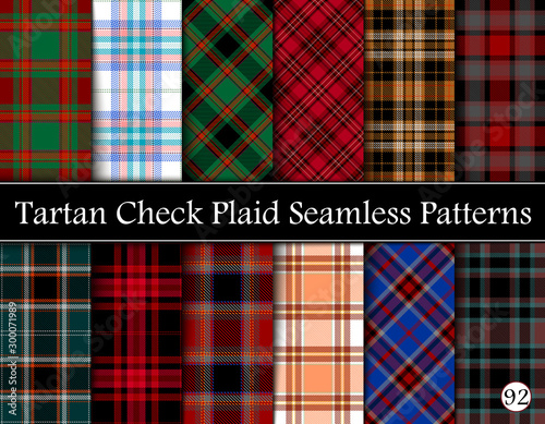 Set Tartan Plaid Scottish Seamless Pattern