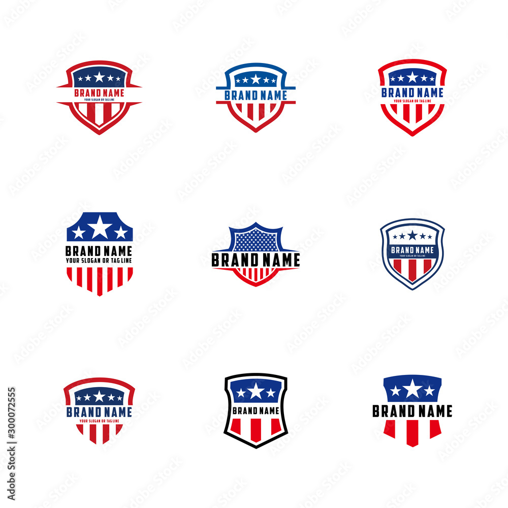 collection of American shield vector design logos