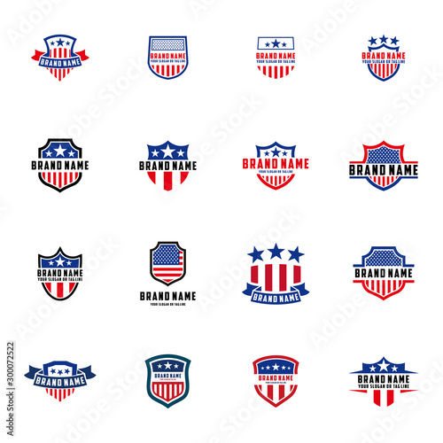 collection of American shield vector design logos
