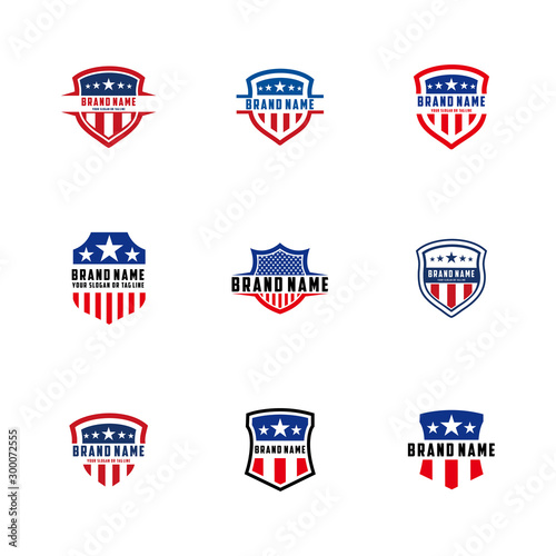 collection of American shield vector design logos