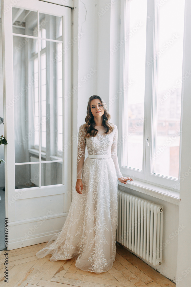 Beautiful girl in white dress, European wedding. Air and light photo shoot of the bride. Beautiful girl in white dress, European wedding. Air and light photo shoot of the bride.