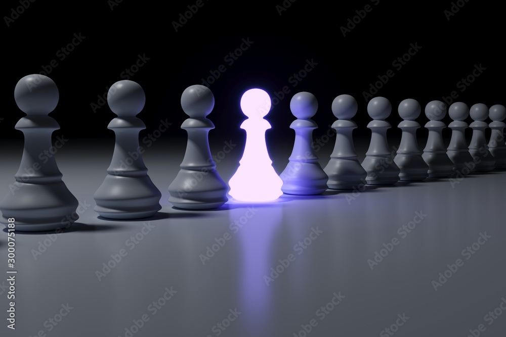 Chess business neon concept self illumination background 3D illustration Chess business neon concept self illumination background 3D illustration