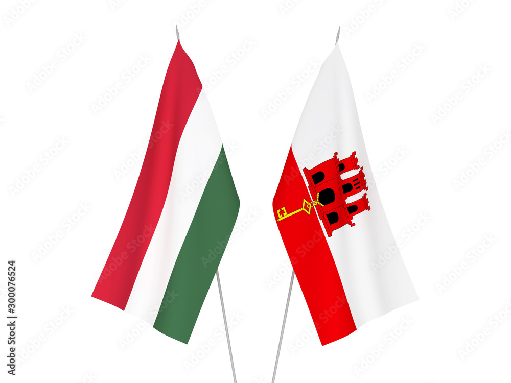 Gibraltar and Hungary flags