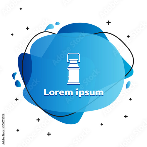 White Can container for milk icon isolated on white background. Abstract banner with liquid shapes. Vector Illustration