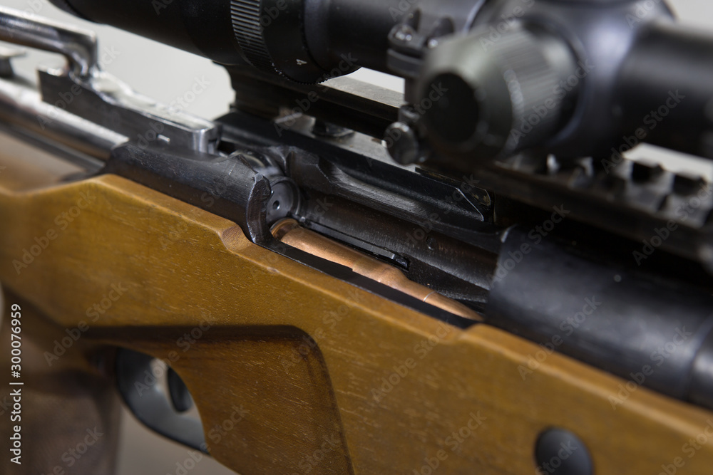 large-caliber hunting rifle close-up 7.62mm large-caliber hunting rifle close-up 7.62mm