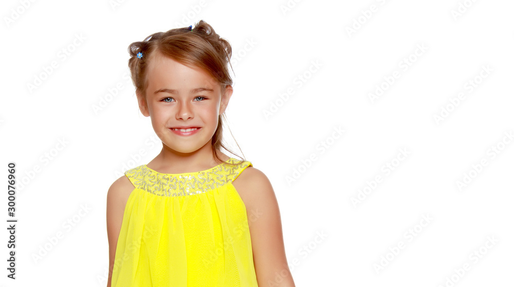 Portrait of a little girl close-up.Isolated on white background. Portrait of a little girl close-up.Isolated on white background.