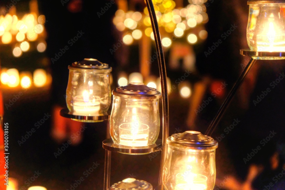 キャンドルの灯火 Candle 火 オレンジ炎 暖かい ライトアップ インテリア クリスマス