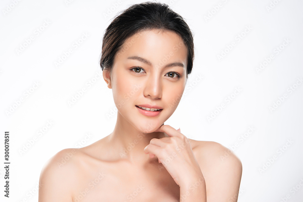 Beautiful young Asian woman touching soft cheek and smile with clean and fresh skin. Happiness and cheerful with, isolated on white background, Beauty and Cosmetics Concept, Beautiful young Asian woman touching soft cheek and smile with clean and fresh skin. Happiness and cheerful with, isolated on white background, Beauty and Cosmetics Concept,