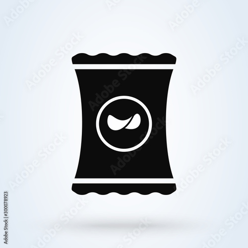 packet potato chips Simple modern icon design illustration