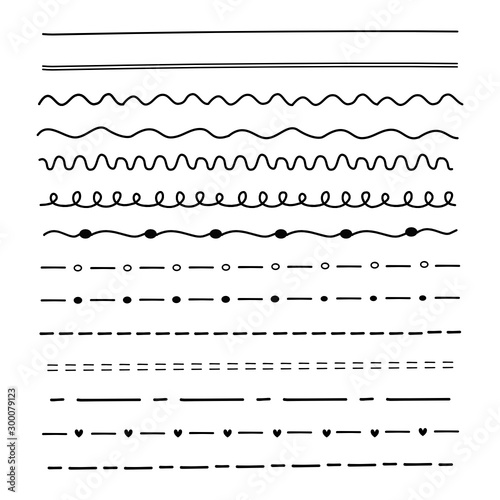 Set of Lines Hand drawn. Vector illustration