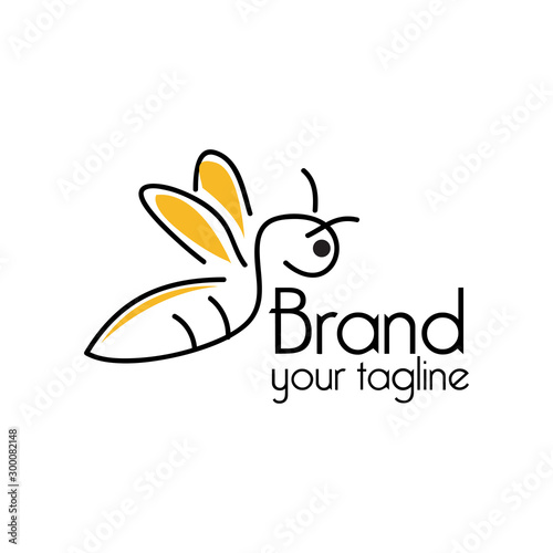 Bee line logo, flat design. Vector Illustration on white background