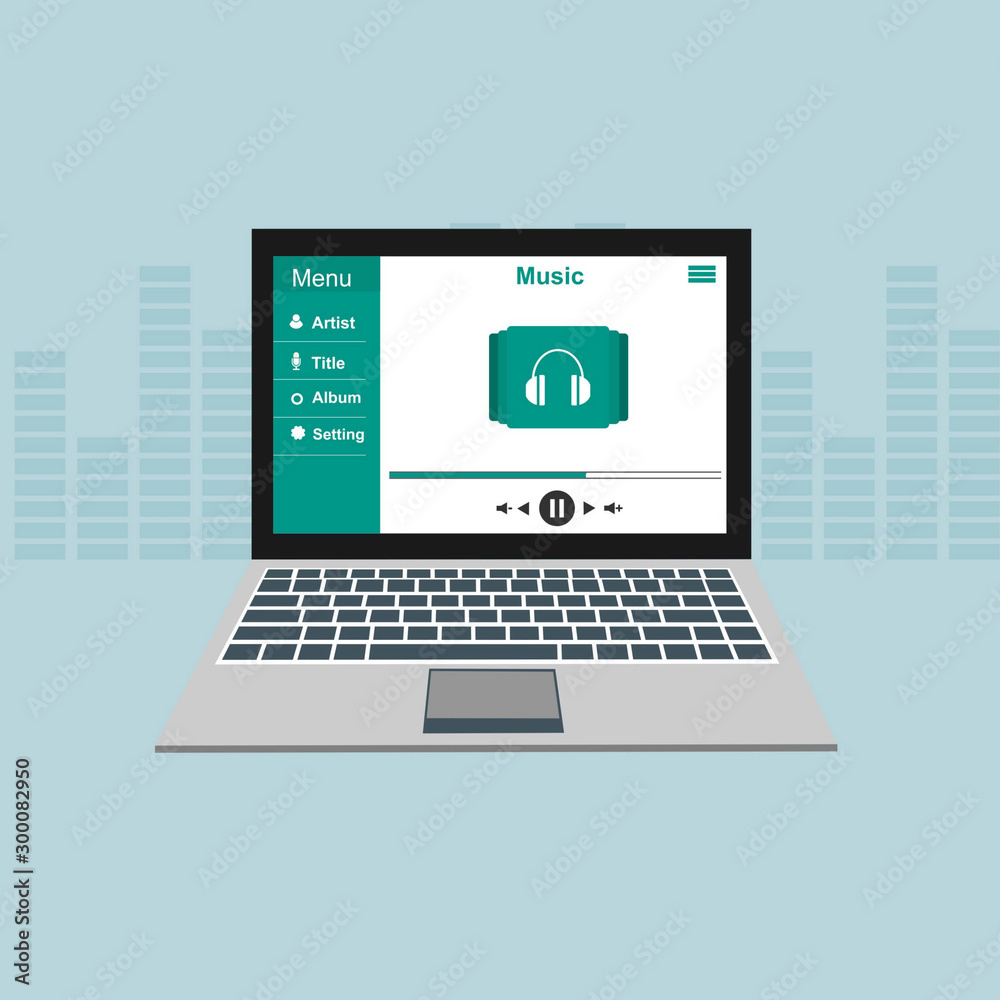 modern media player user interface with panel control in modern flat design modern media player user interface with panel control in modern flat design