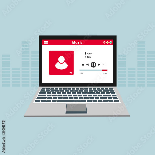 Laptop with ui Music modern app user interface design