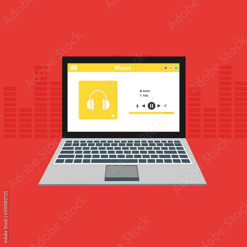 Laptop with ui Music modern app user interface design