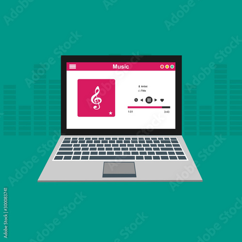 Laptop with ui Music modern app user interface design