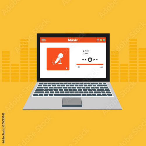 Laptop with ui Music modern app user interface design