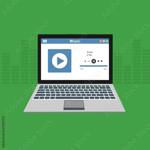 Laptop with ui Music modern app user interface design