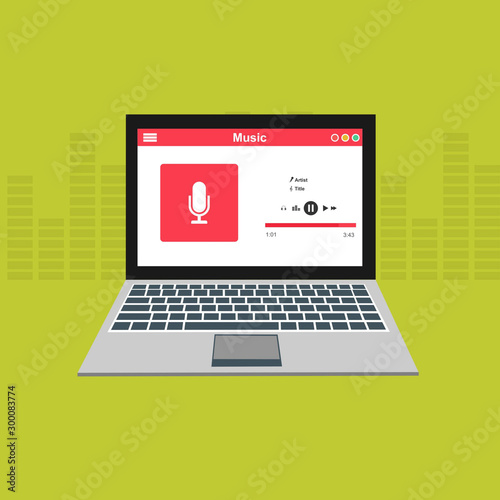 Laptop with ui Music modern app user interface design