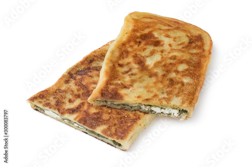 Traditional Moroccan pancake stuffed with spinach and feta cheese