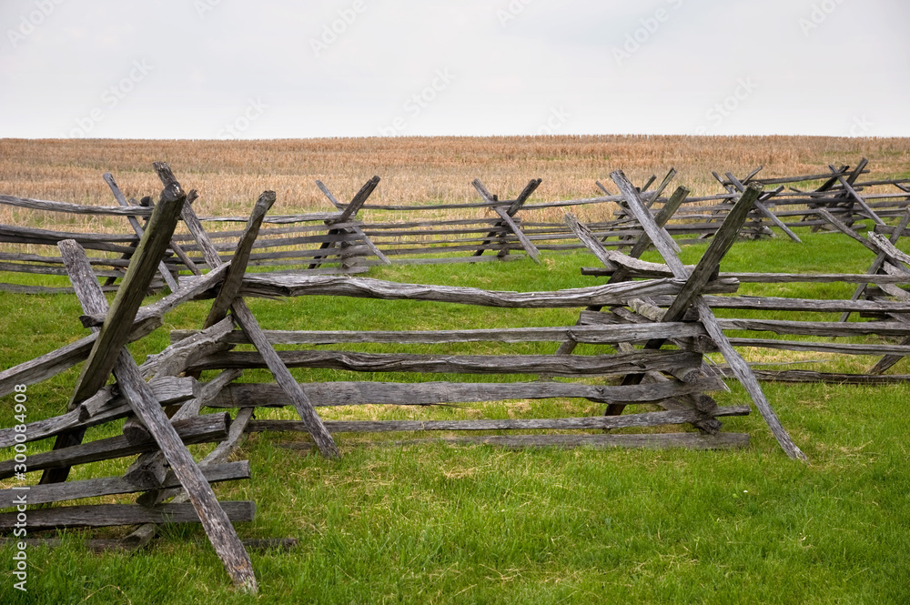 Wooden barrier on a civil war battlefield Wooden barrier on a civil war battlefield