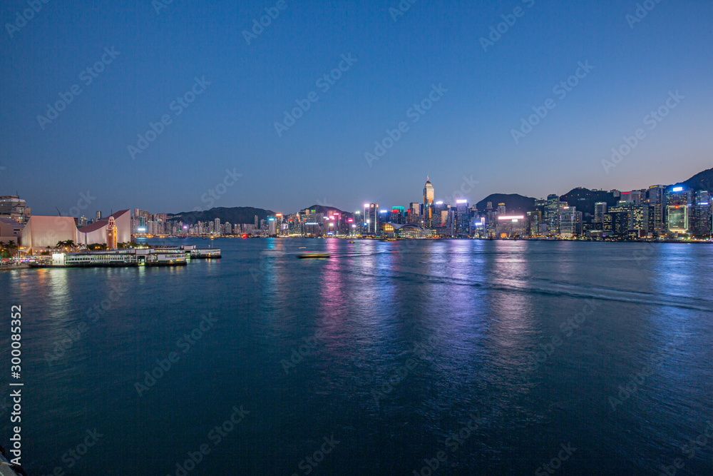 Long exposure photography of Victoria Harbor in Hong Kong Long exposure photography of Victoria Harbor in Hong Kong