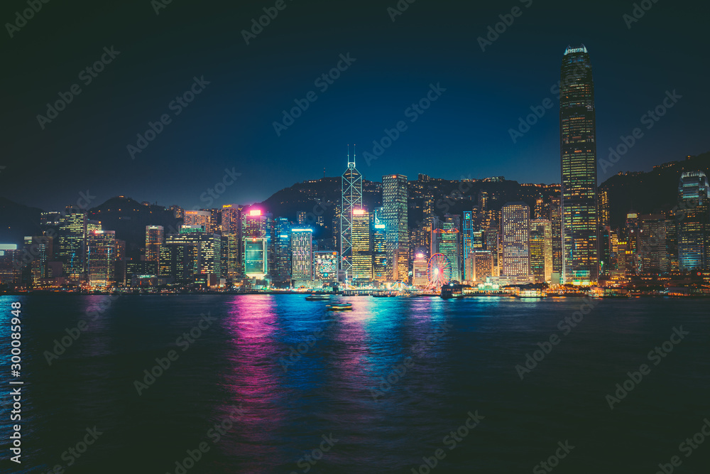Long exposure photography of Victoria Harbor in Hong Kong Long exposure photography of Victoria Harbor in Hong Kong