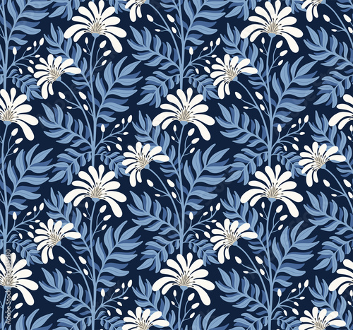 Garden floral pattern, Flower illustration seamless vector