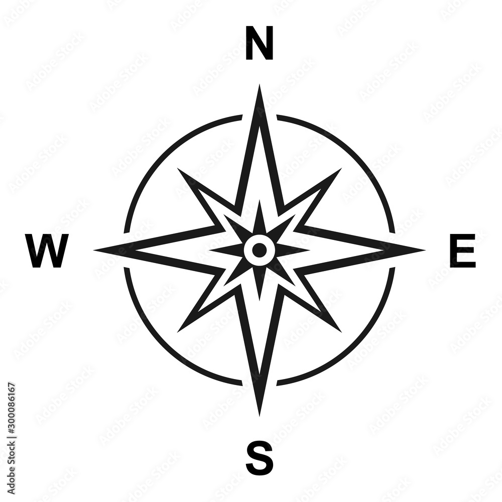 Modern flat icon compass with north, south, east and west symbol isolated on white background Modern flat icon compass with north, south, east and west symbol isolated on white background