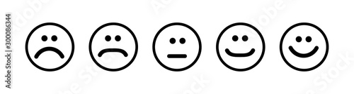 Set of flat emoticons islolated on white background. Happy or angry emotion