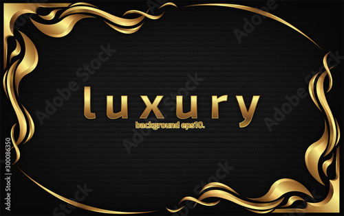 Abstract black luxury background image Golden curve vip concept for party invitation card design