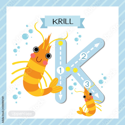Letter K uppercase tracing. Krill