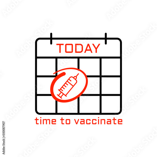 Time to vaccinate illustration. Vaccination reminder or awareness concept. Outline thin line flat illustration. Isolated. 