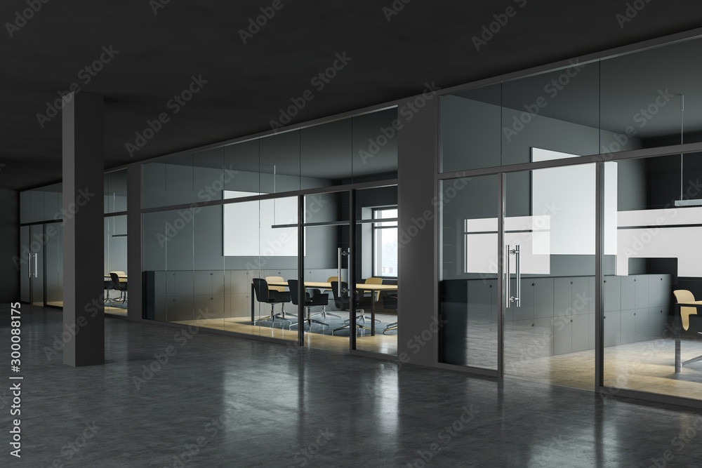 Gray conference rooms in business center hall - obrazy, fototapety, plakaty 