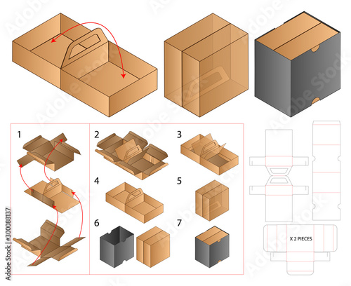 Box packaging die cut template design. 3d mock-up