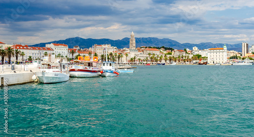 Boats on the pier in the resort town of Split, Croatia.