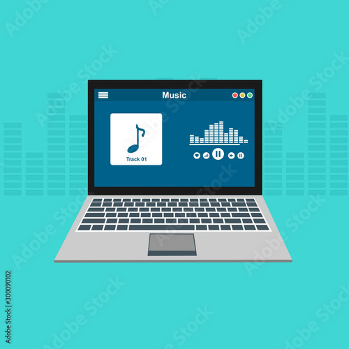 Simple Mobile music application interface design concept isolated on colored background flat vector illustration