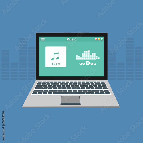 Simple Mobile music application interface design concept isolated on colored background flat vector illustration