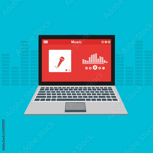 Simple Mobile music application interface design concept isolated on colored background flat vector illustration