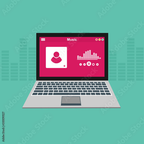 Simple Mobile music application interface design concept isolated on colored background flat vector illustration
