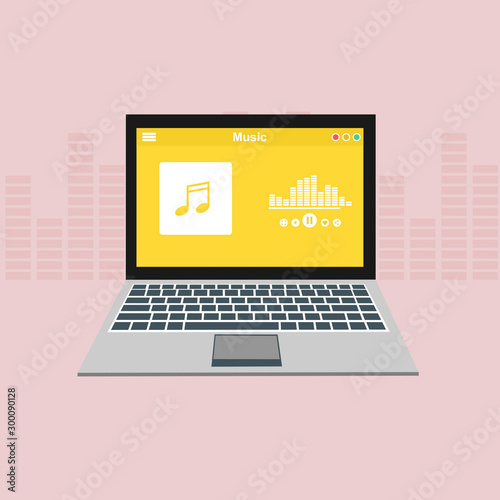 Simple Mobile music application interface design concept isolated on colored background flat vector illustration