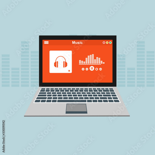 Simple Mobile music application interface design concept isolated on colored background flat vector illustration