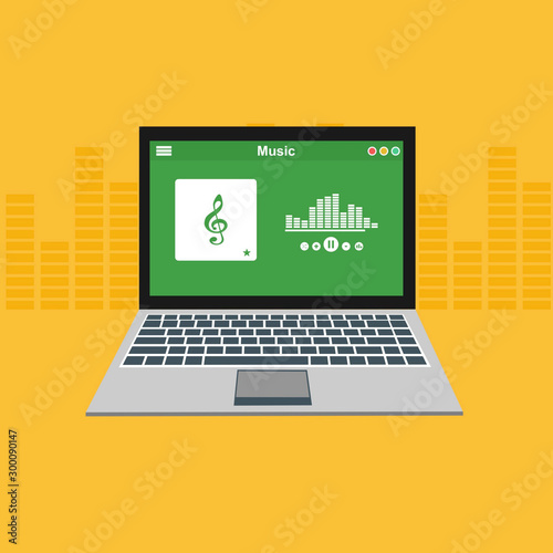 Simple Mobile music application interface design concept isolated on colored background flat vector illustration