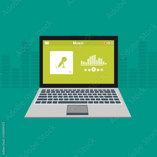 Simple Mobile music application interface design concept isolated on colored background flat vector illustration