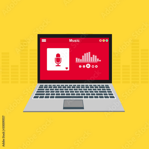 Simple Mobile music application interface design concept isolated on colored background flat vector illustration