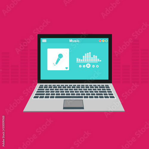 Simple Mobile music application interface design concept isolated on colored background flat vector illustration