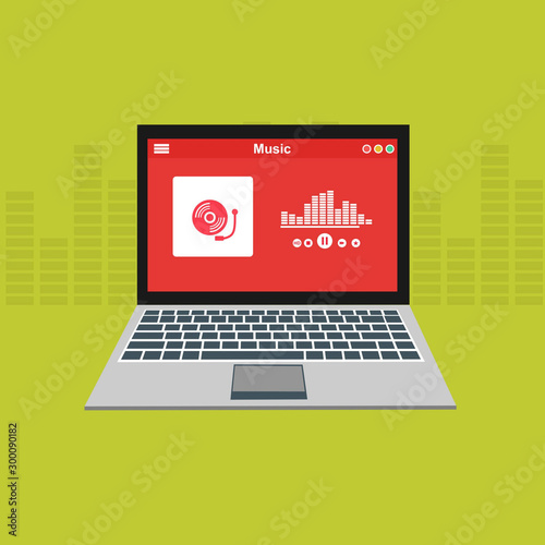 Simple Mobile music application interface design concept isolated on colored background flat vector illustration